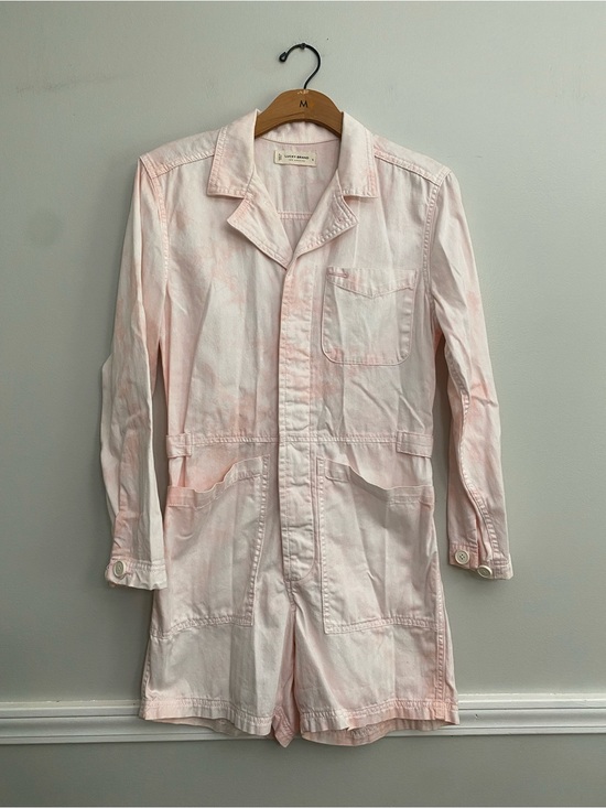 Lucky Brand Pants - Lucky Brand Cotton Pink and White Romper - S